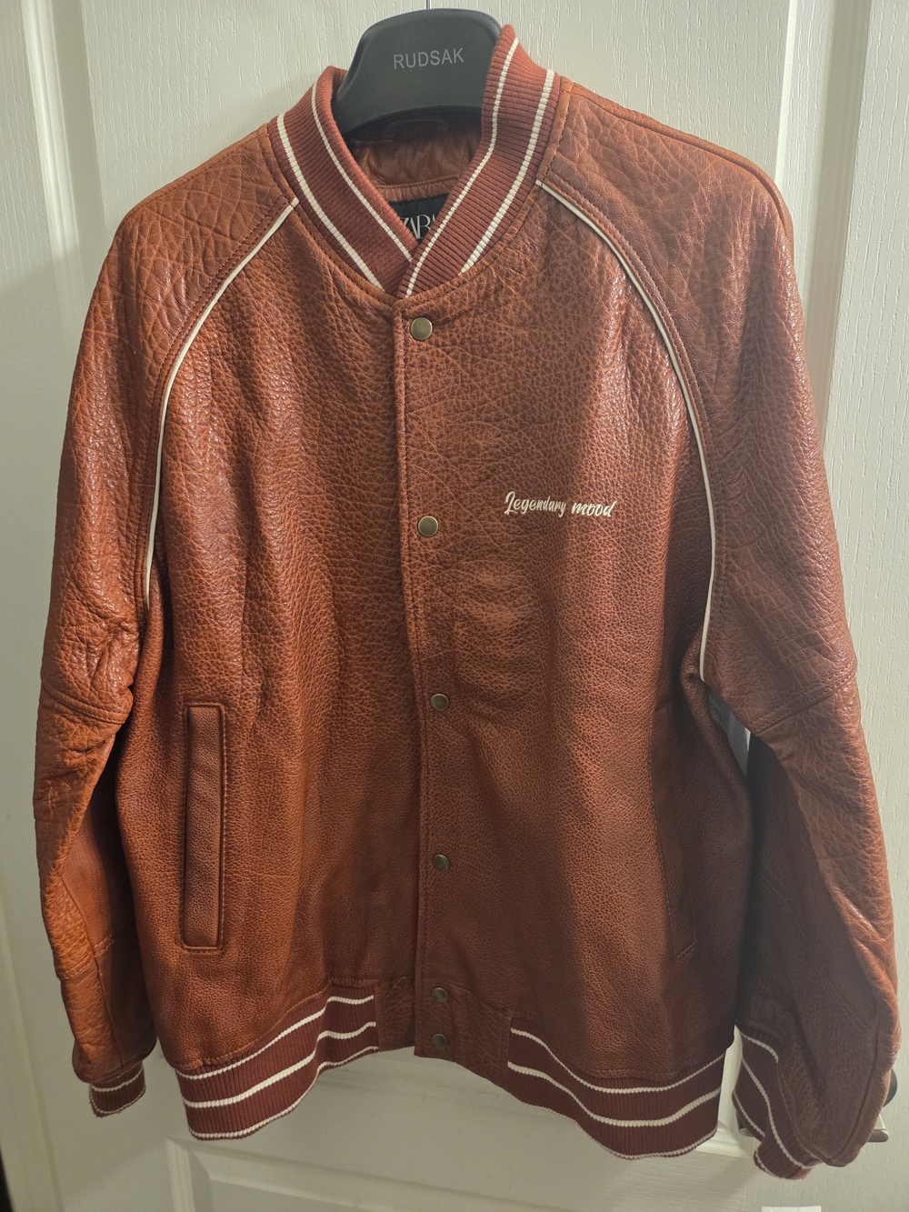 New No Tag Buffalo Leather Men's Rust Leather Bomber Jacket